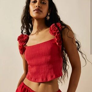Free People Vibrant Red Crop Top